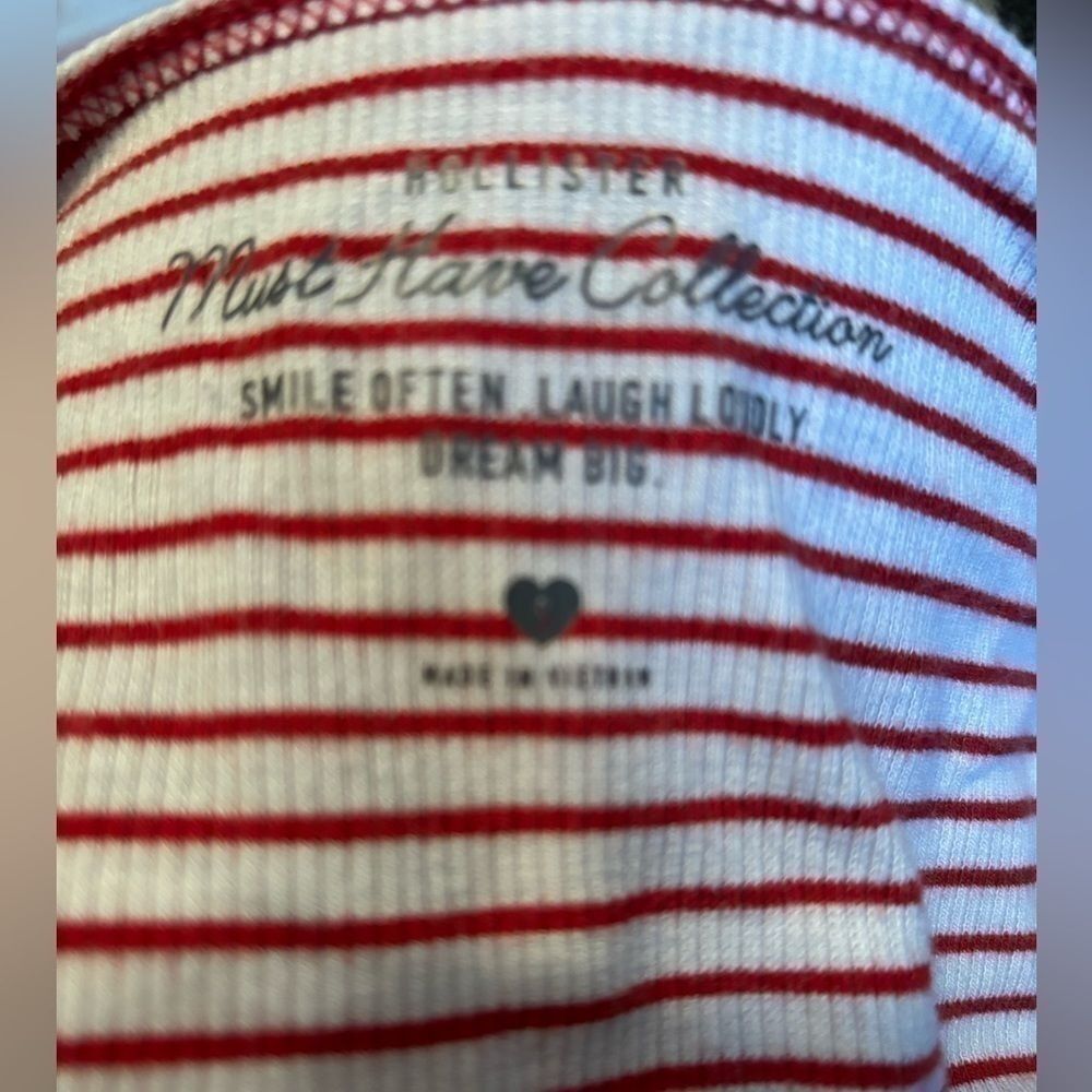 Hollister Red Striped Must Have Collection Long Sleeved Top Small S - Picture 2 of 4